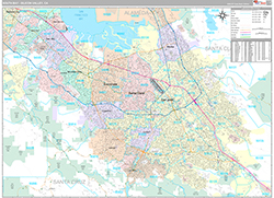 South Bay-Silicon Valley Metro Area Wall Map Premium Style 2026